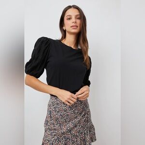 Rails “Liza” Black Puff Sleeve Tee – Size Medium